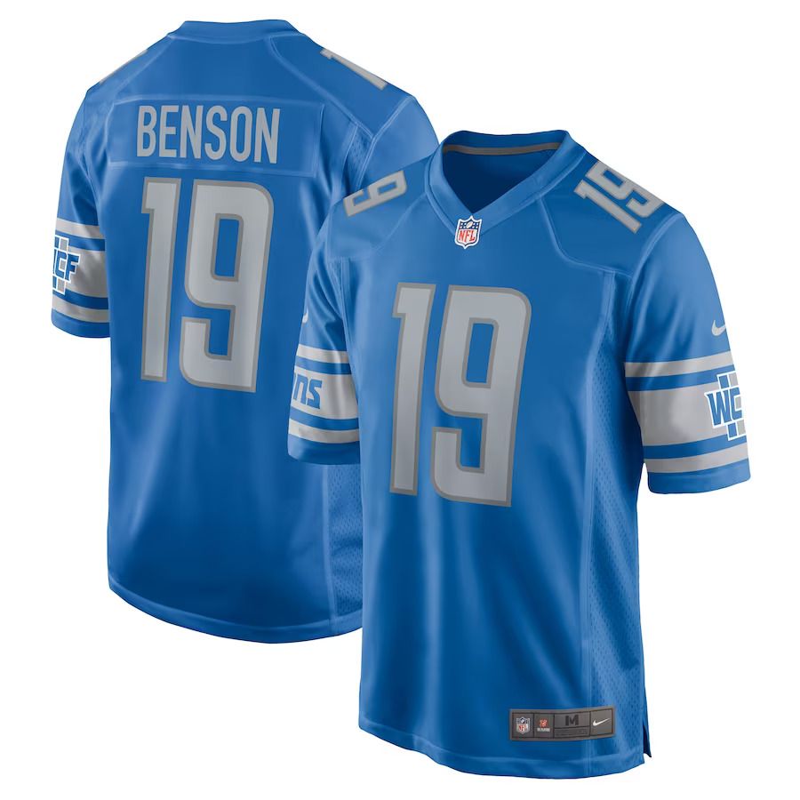 Men Detroit Lions 19 Trinity Benson Nike Blue Home Game Player NFL Jersey